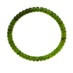 The Natural Green Nephrite Jade Bracelet features handmade, polished round beads in a stretch design for men and women, arranged in a circle and shown on a white background.