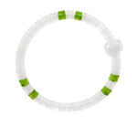 The Natural White Nephrite Jade Bracelet features translucent white handmade beads with evenly spaced green accents and a small cylindrical clasp, displayed on a plain white background.