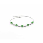 Vivid green jadeite link bracelet in high-polish sterling silver