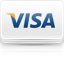 The image shows the VISA logo with the word VISA in blue capital letters. The top left of the V has a yellow accent. The background is white with a slight gray gradient.