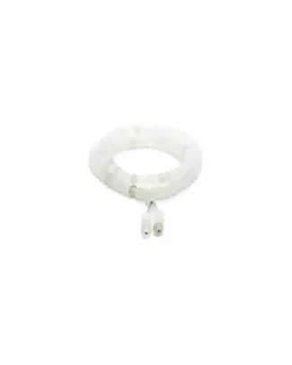 white, light green quartzite jade bracelet showing beaded bracelet with a ring-shaped focal detail and twin drop ending