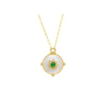 Green Feicui neck adornment with round cabochon detail on white background