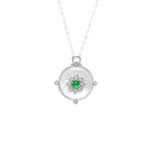 Green Feicui neck adornment with round cabochon detail on white background