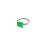 Light green Jadeite ring with rectangular faceted detail on white background