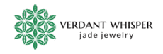 Green leaf pattern logo with the text VERDANT WHISPER jade jewelry to the right, on a light background.